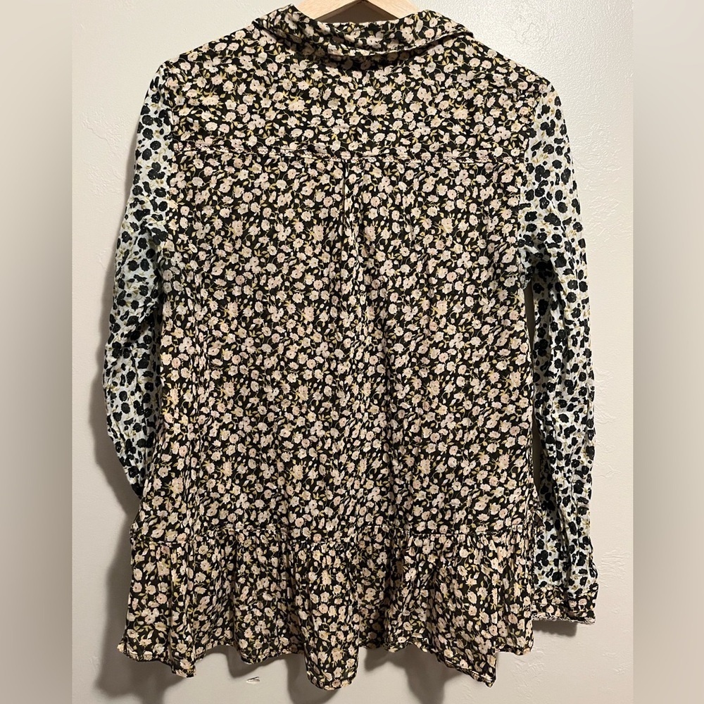 Anthropologie Holding Horses Contrasting Floral Patterned Button Down Blouse 6 - Picture 9 of 12